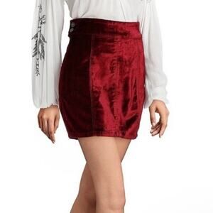 Free People Retro Velvet High Waist Mini Skirt 28 6 Burgundy Romantic Whimsigoth